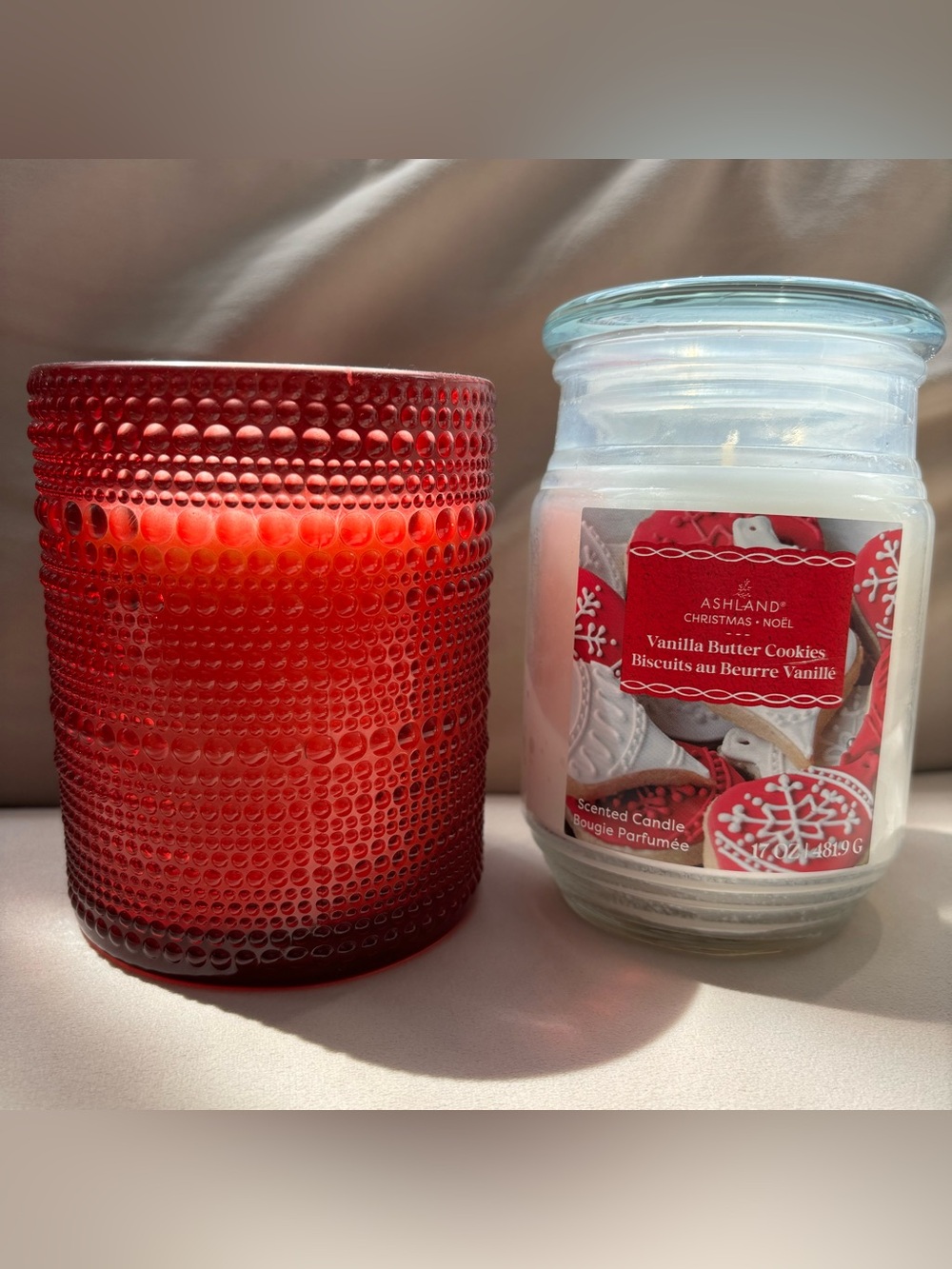Two large scented candles